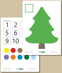 Zestaw edukacyjny do druku Bombki – liczę do 10 z choinką oraz bombkami i liczbami do wycięcia