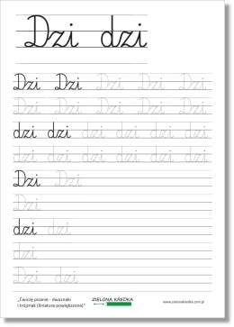 Karta pracy do pisania trójznaku w powiększonej liniaturze