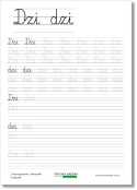 Karta pracy do pisania trójznaku w liniaturze zeszytowej