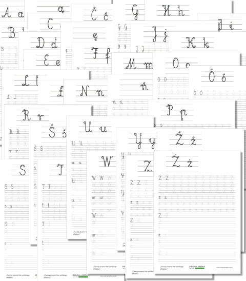 Karty pracy do pisania wielkich i małych liter polskiego alfabetu