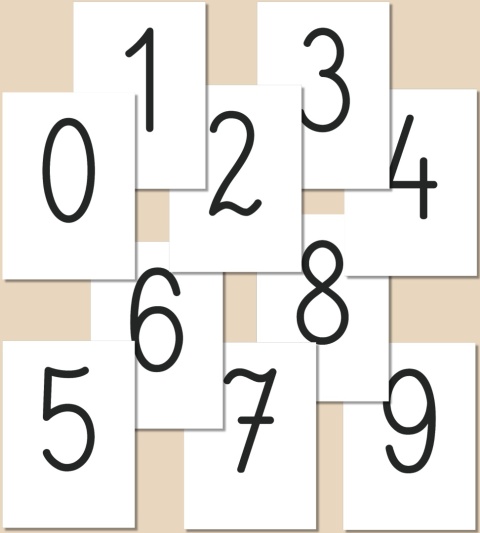 Cyfry 0–9 w czcionce Pismo szkolne
