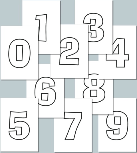 Konturowe cyfry 0–9 w czcionce AdLib – do kolorowania