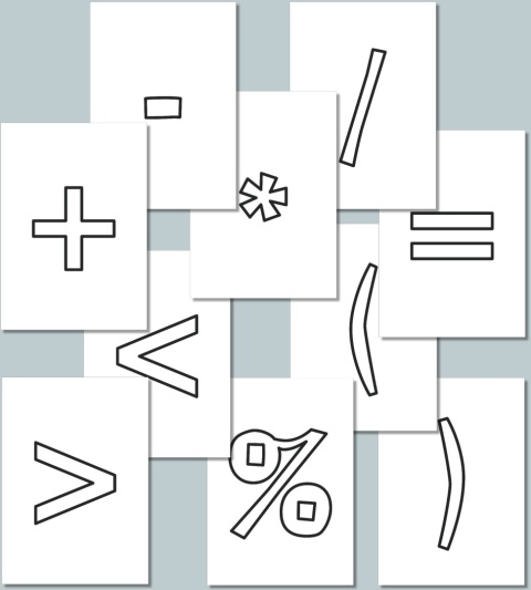 Konturowe znaki matematyczne w czcionce AdLib – do kolorowania