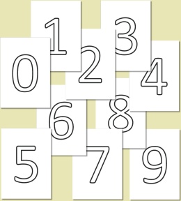 Konturowe cyfry 0–9 w czcionce Calibri – do kolorowania