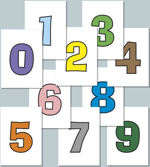 Kolorowe cyfry 0–9 w czcionce AdLib – trzy kolory, przykładowe