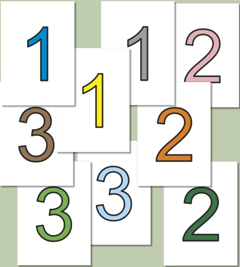 Kolorowe cyfry do druku – Arial, cyfry 1, 2 i 3 w trzech kolorach, PDF edukacyjny