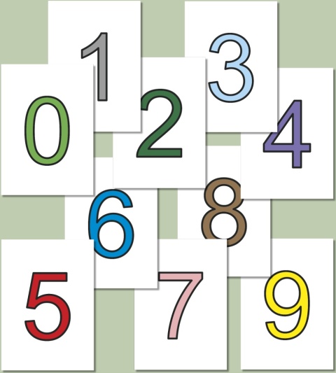 Kolorowe cyfry do druku – Arial, w trzech kolorach, PDF