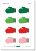 Edukacyjna gra memory – kolorowe ilustracje jednokolorowych rękawiczek, strona 2 pliku PDF