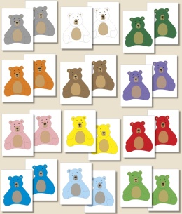 Memory z motywem misiów – zestaw PDF do druku dla dzieci, 12 par kart
