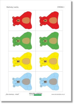 Memory z motywem misiów – pierwsza strona zestawu PDF do druku