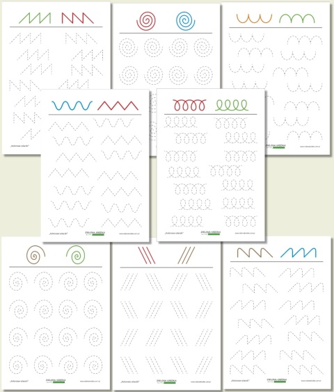Kolorowe szlaczki – grafomotoryczne ćwiczenia PDF do druku dla dzieci przedszkolnych