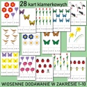 Przykładowe wiosenne karty klamerkowe do dodawania w zakresie 1–10