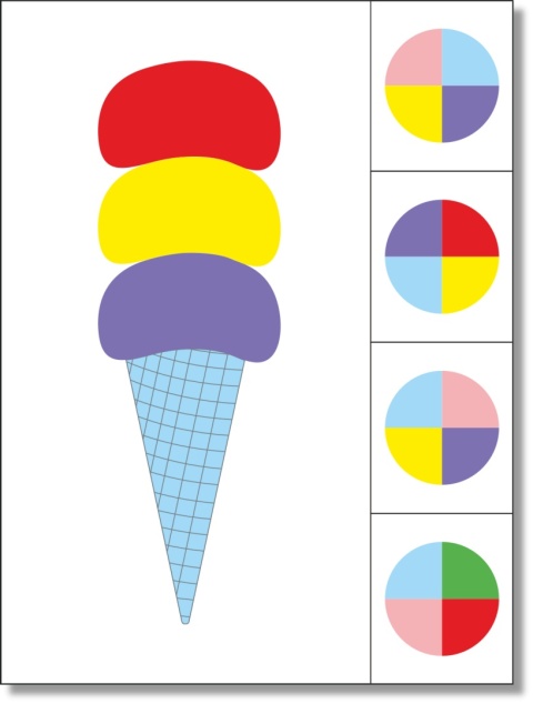 Przykładowa karta z kolorowym lodem i czterema zestawami kolorów do wyboru