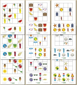 Letnie sudoku 4x4 – obrazkowe sudoku do druku dla dzieci