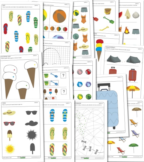 Letnie karty pracy do druku dla 3-latków – edukacyjne zadania dla przedszkolaków