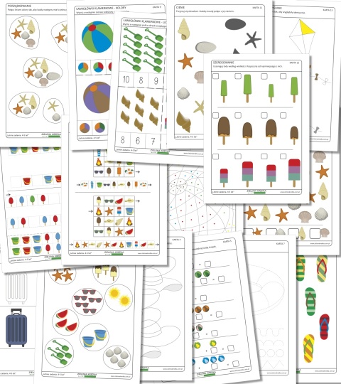 Letnie karty pracy do druku dla dzieci w wieku 4–5 lat – zadania edukacyjne na wakacje