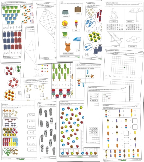 Letnie karty pracy do druku dla dzieci 6–7 lat – wakacyjne zadania edukacyjne