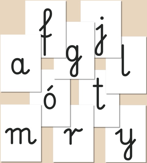 Małe litery alfabetu polskiego w czcionce Pismo szkolne – przykładowe 10 liter