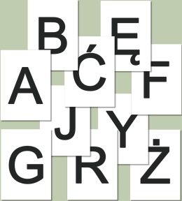 Wielkie litery alfabetu polskiego do druku – Arial, czarne litery, PDF do samodzielnego wydruku