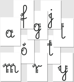 Wielkie litery alfabetu polskiego z kierunkiem kreślenia – Pismo szkolne, czarne litery, PDF do druku