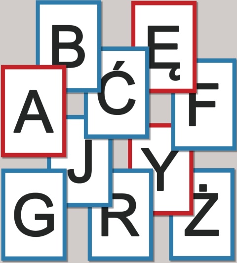 Wielkie litery alfabetu polskiego z ramkami – Arial, czarne litery, PDF do druku