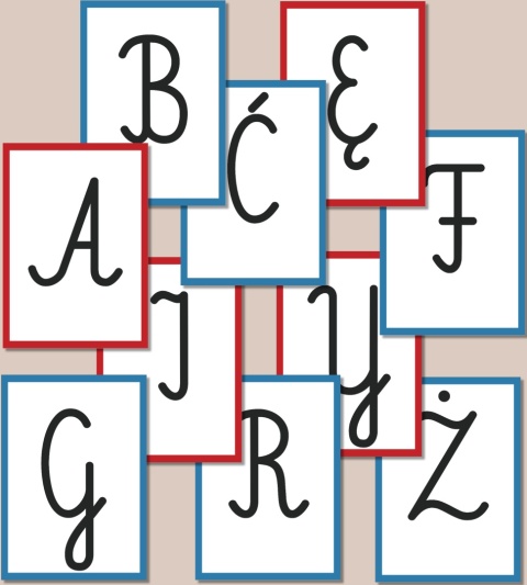 Wielkie litery alfabetu polskiego z ramkami – Pismo szkolne, czarne litery, PDF do druku