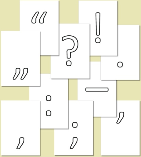 Konturowe znaki interpunkcyjne w czcionce Calibri – do kolorowania