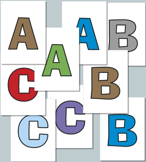 Kolorowe litery ABC w czcionce AdLib – trzy kolory