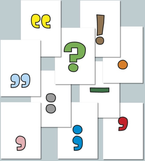 Kolorowe znaki interpunkcyjne w czcionce AdLib – przykładowe