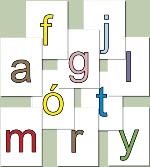 Małe litery alfabetu polskiego do druku – Arial, kolorowe litery, PDF do wydruku