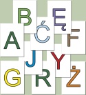 Wielkie litery alfabetu polskiego do druku – Arial, kolorowe litery, PDF do samodzielnego wydruku