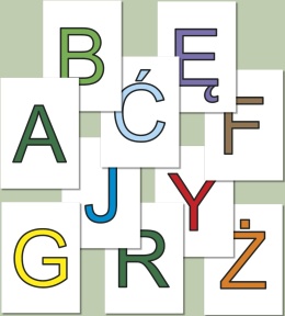 Wielkie litery alfabetu polskiego do druku – Arial, kolorowe litery, PDF do samodzielnego wydruku