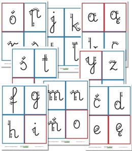 Małe litery polskiego alfabetu – zestaw edukacyjny PDF do druku, litery pisane (pismo szkolne)