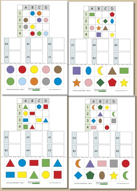 Karty pracy do druku z zestawu Odczytaj współrzędne – figury