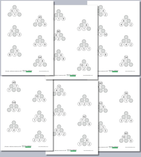 Karty PDF do druku – piramidy z mnożeniem do 100