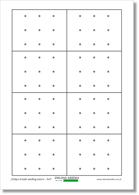 Połącz kropki według wzoru 3x3 – strona do tworzenia własnych wzorów do druku