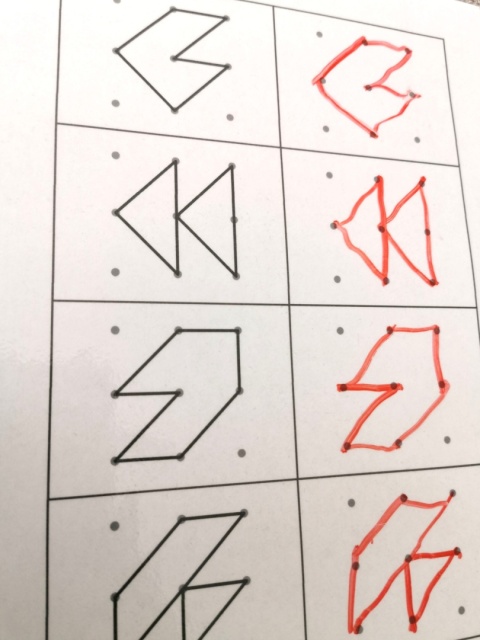 Połącz kropki 3x3 – widok rozwiązanej strony z zadaniami