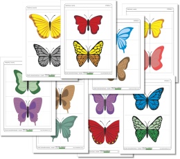 Podgląd ośmiu stron zestawu Puzzle czteroelementowe – motyle w PDF do druku