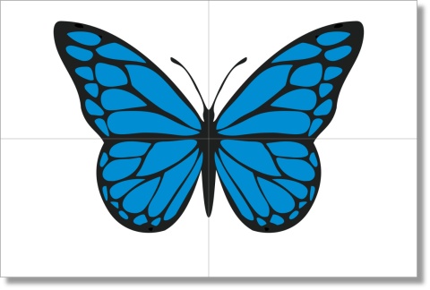 Kolorowy motyl do podziału na cztery puzzle – element zestawu edukacyjnego PDF do druku