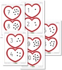 Puzzle serca liczę do 10 – podgląd wszystkich stron PDF z serduszkowymi puzzlami do nauki liczenia