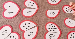 Puzzle serca liczę do 10 – podgląd wszystkich stron PDF z serduszkowymi puzzlami do nauki liczenia