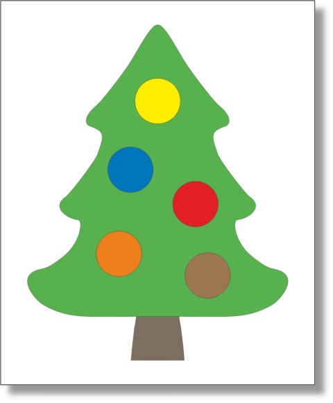 Przykładowa karta z układem kolorowych bombek do odwzorowania