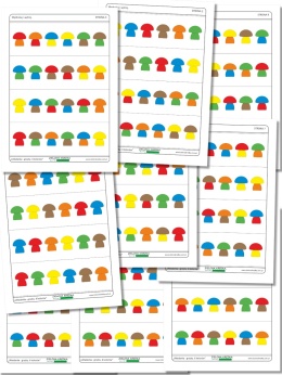 Zestaw 9 stron z kartami do odwzorowywania grzybów – 36 układów do ułożenia