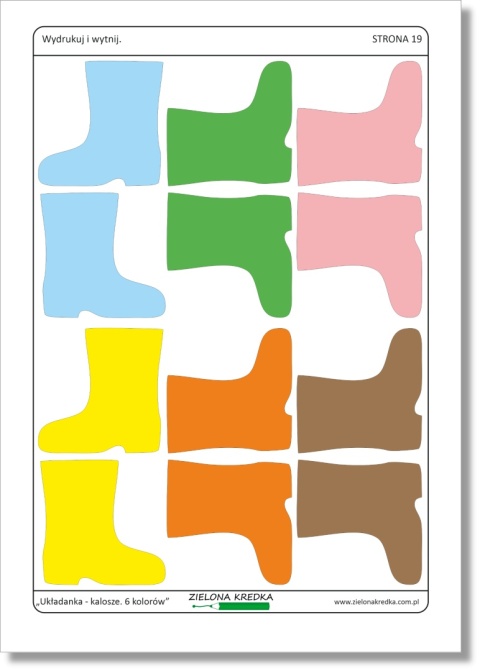 Kolorowe kalosze do wycięcia, lewy i prawy kalosz