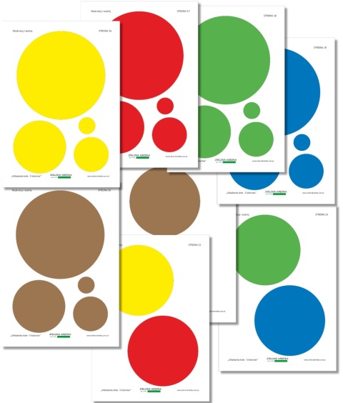 Kolorowe koła w pięciu rozmiarach i kolorach do wycięcia – materiał PDF do druku