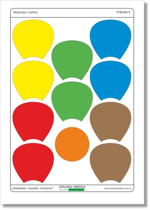 Kolorowe elementy kwiatka do wycięcia – części układanki dla dzieci