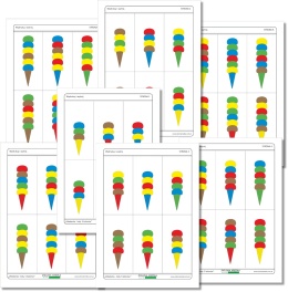 Zestaw 7 stron z kartami do odwzorowywania lodów – 42 letnie wzory układanki