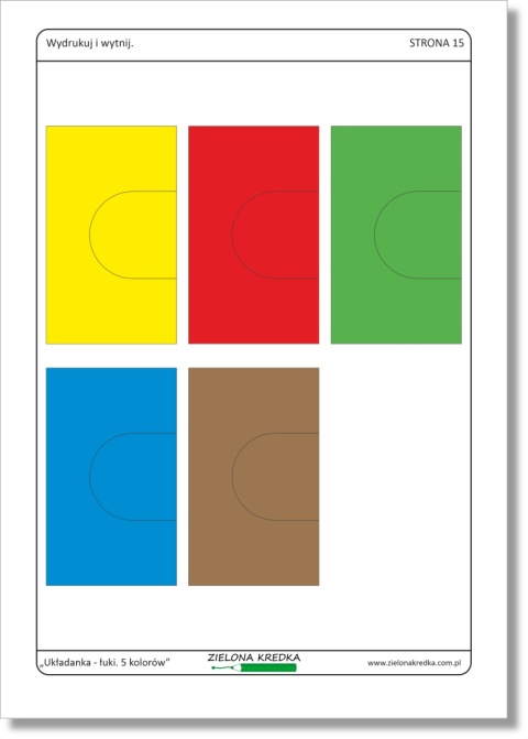 Kolorowe łuki do wycięcia – elementy układanki dla dzieci