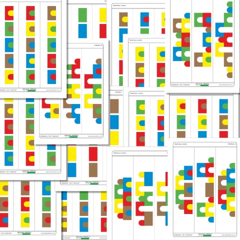 Zestaw 14 stron z kartami do odwzorowywania łuków – 42 unikalne układy do ułożenia