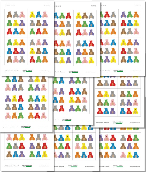 Zestaw 9 stron z kartami do odwzorowania, łącznie 36 układów